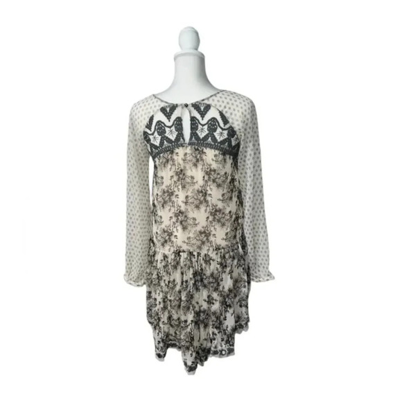 Free people Elsie Sheer Lace Boho Dress in Magnolia Combo in XS - Picture 3 of 8